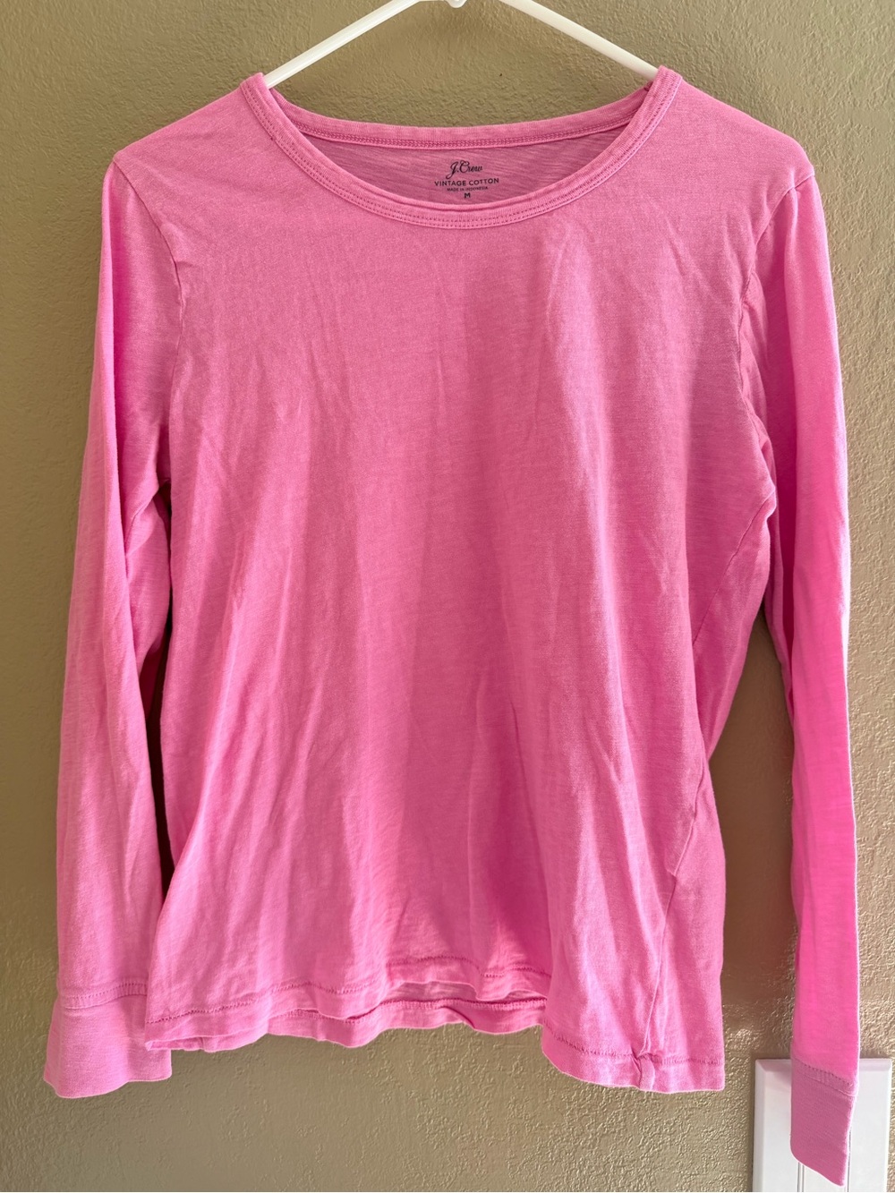 J. Crew Pink Long-Sleeve Cotton Tee